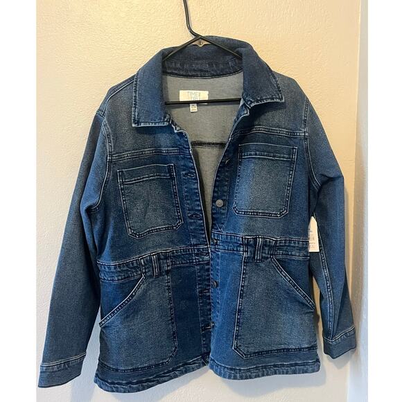 NWT Women's Time and Tru Utility Blue Jean Denim Jacket Coat Size XL - Picture 1 of 5
